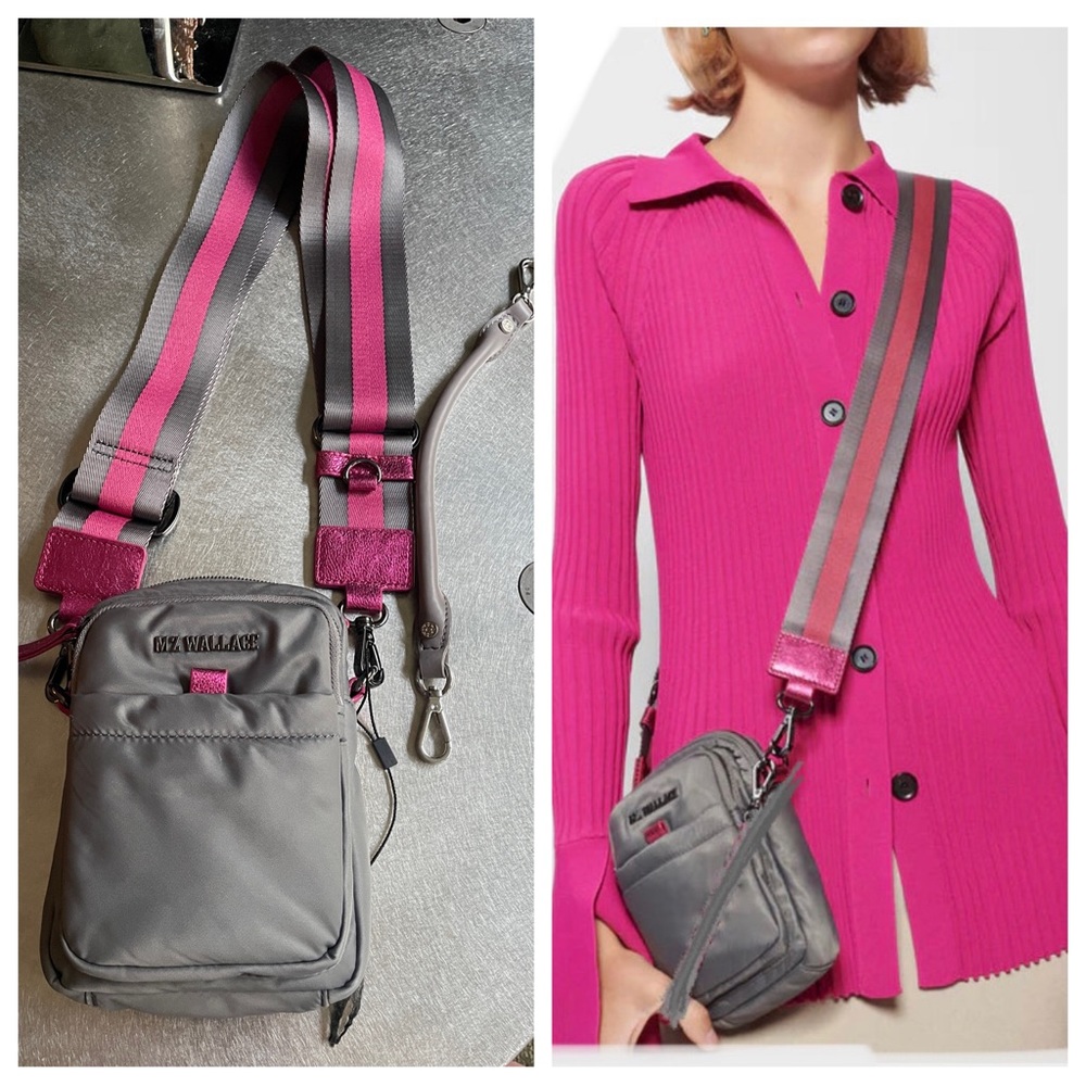 MZW Bowery Crossbody Mini in Ash! Grey & Pink, adjustable removable strap,NWOT. - Picture 14 of 14
